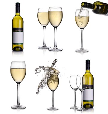 White wine collage clipart