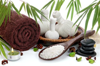 Spa massage setting with bamboo clipart