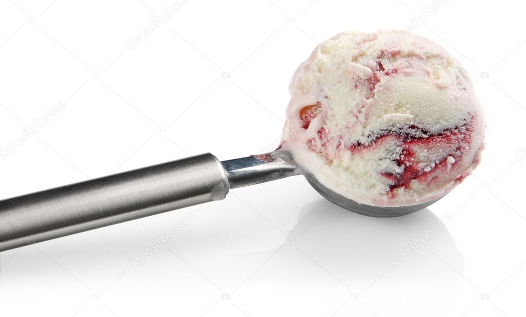 Ice cream in stainless steal ice cream scoop