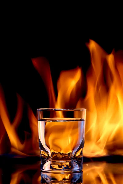 stock image Fire water, strong alcoholic drink concept