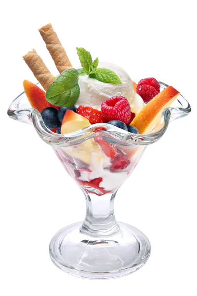 冰淇淋加水果 — 图库照片