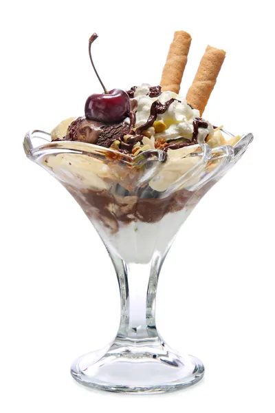 Παγωτό με σάλτσα σοκολάτας Εικόνα Αρχείου