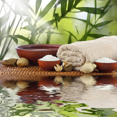 Spa massage aromatherapy setting clipart
