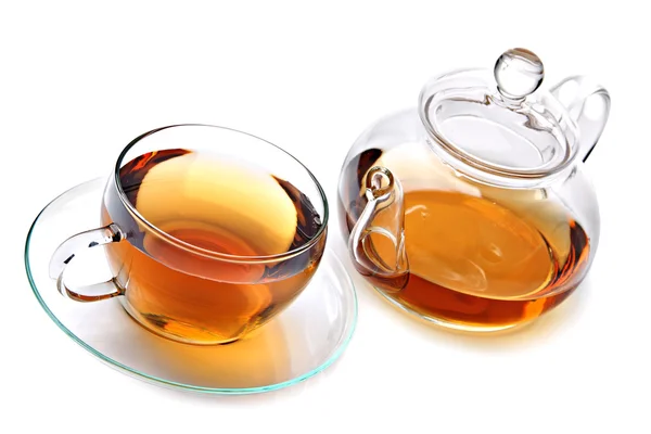 Cup of tea with teapot — Stock Photo, Image