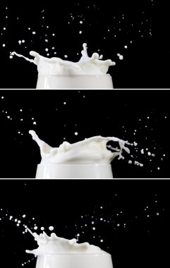 Milk splashing into glass clipart