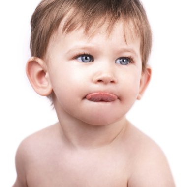 Close up portrait of cute little boy isolated clipart