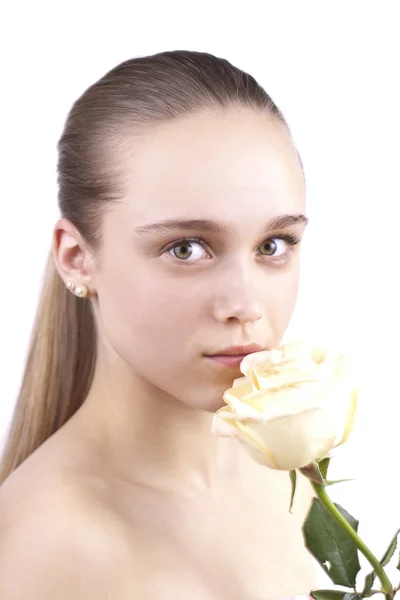Beautiful girl with a flower — Stock Photo, Image