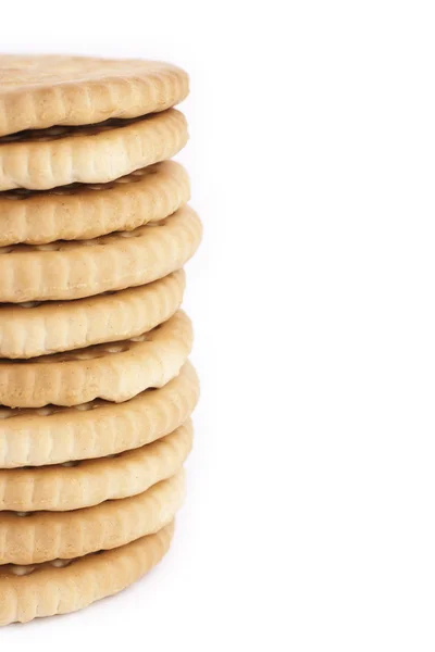 Empilhamento de cookies isolados, macro — Fotografia de Stock