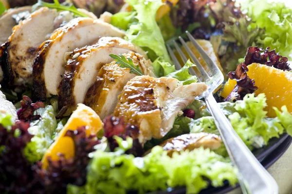 Chutné kuřecí salát zblízka — Stock fotografie