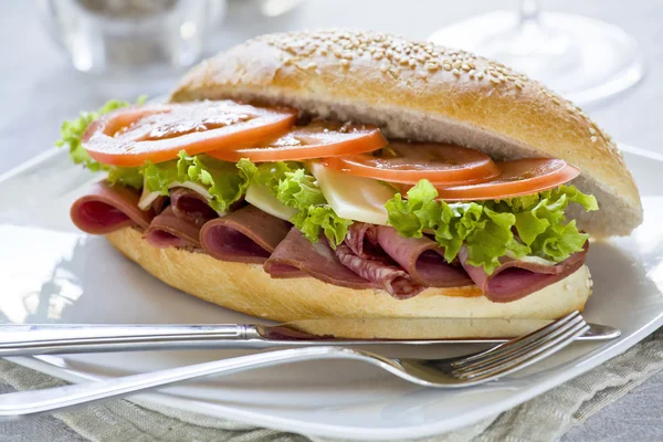 Gastronomische broodje ham — Stockfoto