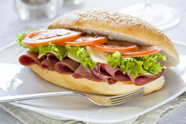 Mortadella Sandwich — Stock Photo, Image