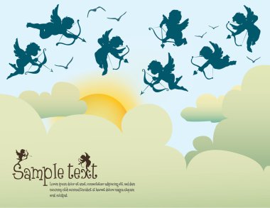 cupids above clouds clipart