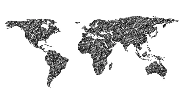 Scribbled mapa do mundo — Vetor de Stock