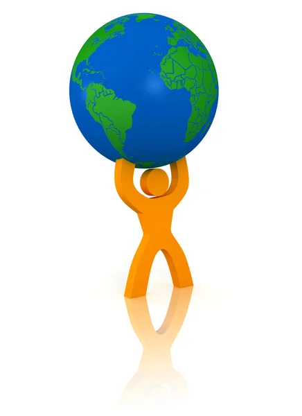 3d figure holding the world — Stock Photo, Image