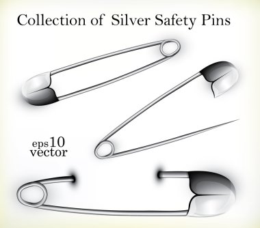 Silver Safety Pins clipart