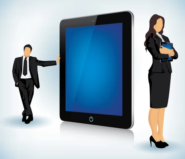 Dispositivo tablet con business — Vettoriale Stock