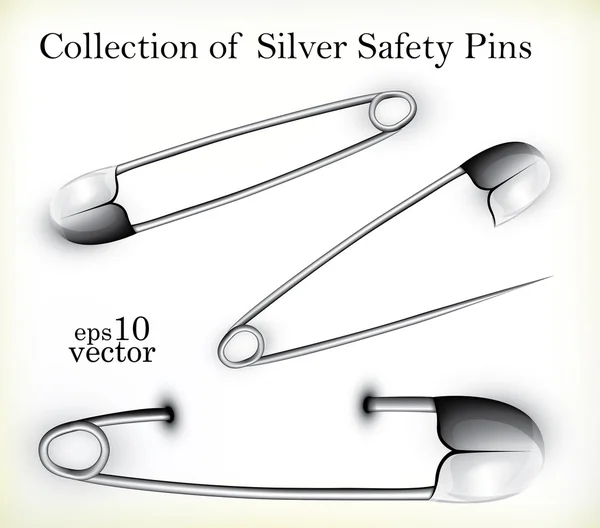 stock vector Silver Safety Pins