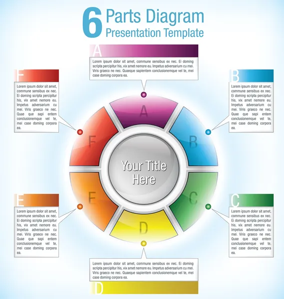 Rueda de presentación segmentada codificada por colores — Vector de stock