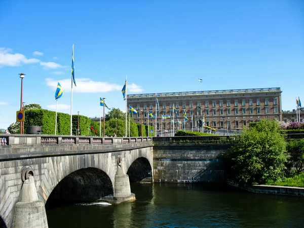 Norrström in Stockholm and Royal castle (Sweden) — Stok fotoğraf