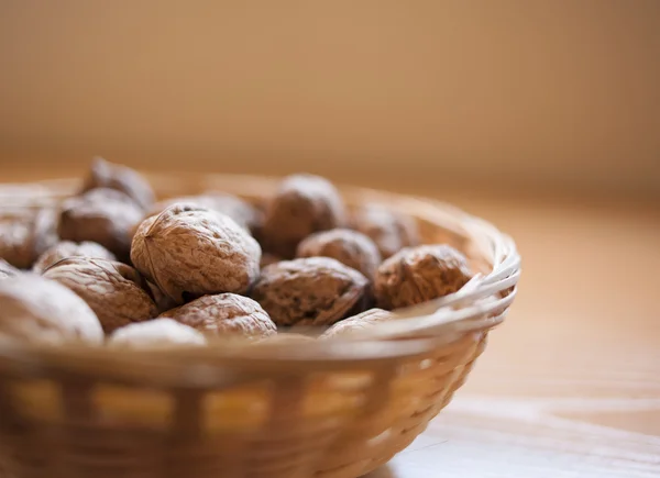 stock image Detail of a walnut in a basket