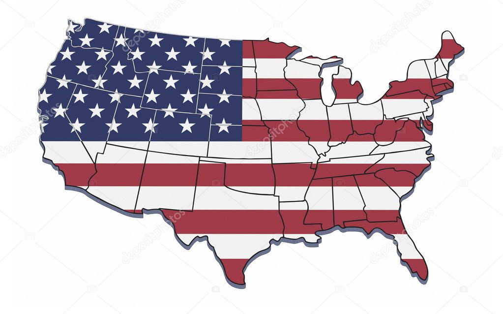 USA map with state borders.