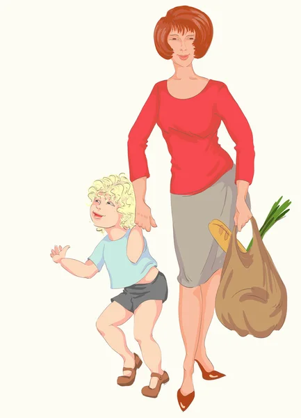 Mor och son — Stock vektor