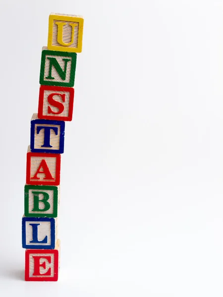 Unstable tower of blocks — Stock Photo, Image