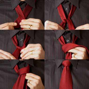 Tying tie sequence clipart