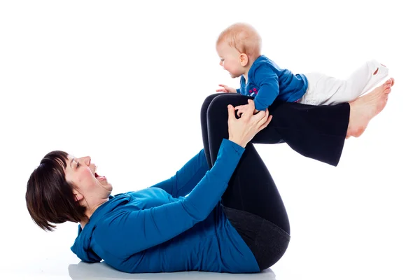 Yoga med spädbarn — Stockfoto