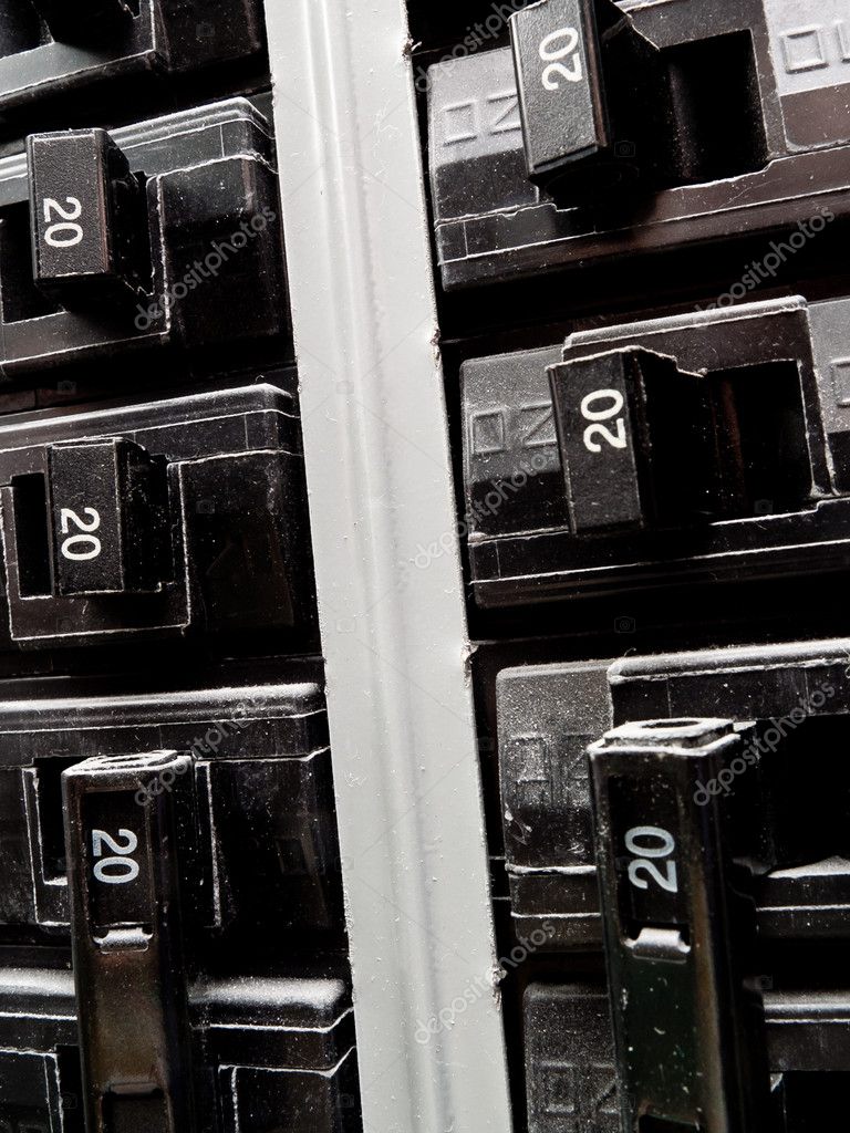 Breakers in electrical panel Stock Photo by ©bradcalkins 8832824
