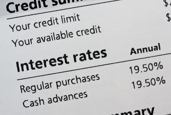 Credit card interest rates — Stock Photo, Image