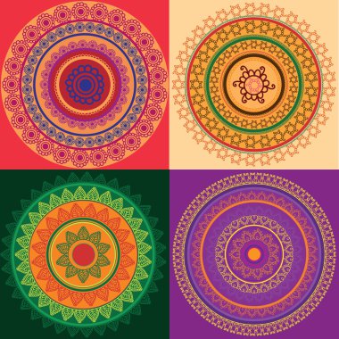 Colorful Henna mandala design clipart