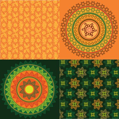 Colorful Henna mandala design clipart