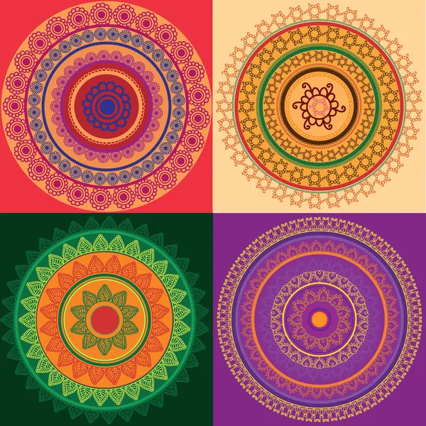 Colorful Henna mandala design — Stock Vector