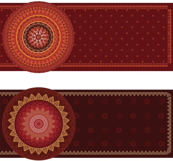Kolorowe henną mandali banery — Wektor stockowy