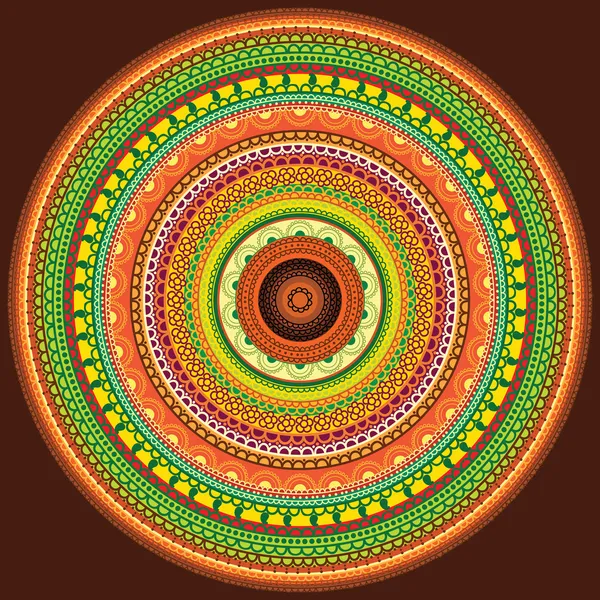 Conception de mandala au henné coloré — Image vectorielle