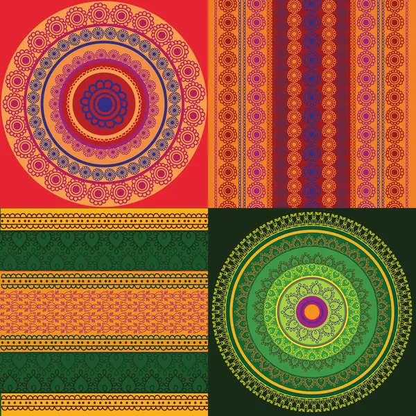 Conception de mandala au henné coloré — Image vectorielle