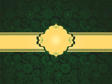 Henna Seamless background with gold banner clipart