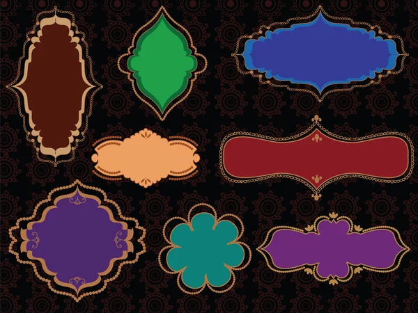 Marcos coloridos de Henna — Vector de stock