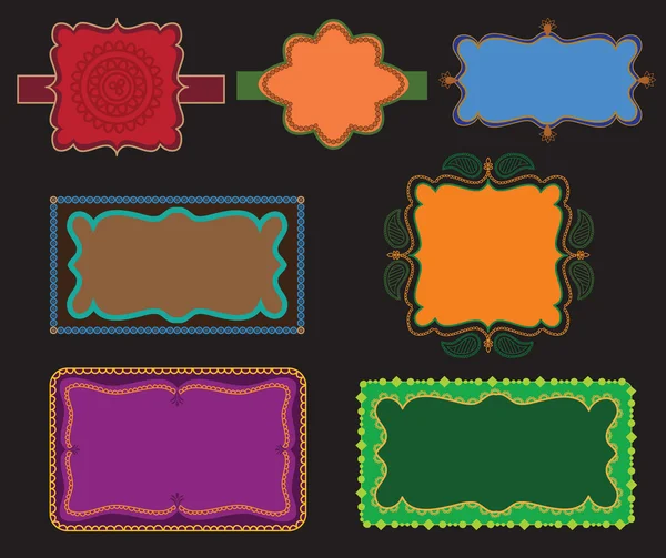 Colourful Henna Frames — Stock Vector