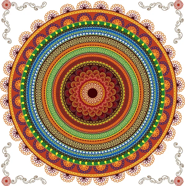 Kleurrijke henna mandala ontwerp — Stockvector