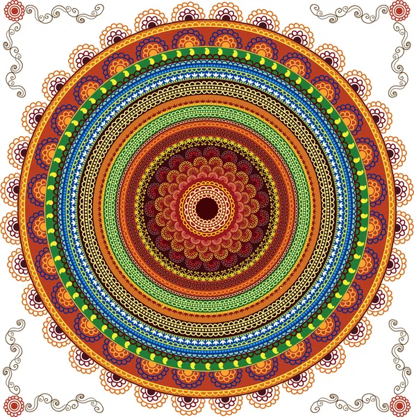 Colorful Henna mandala design — Stock Vector