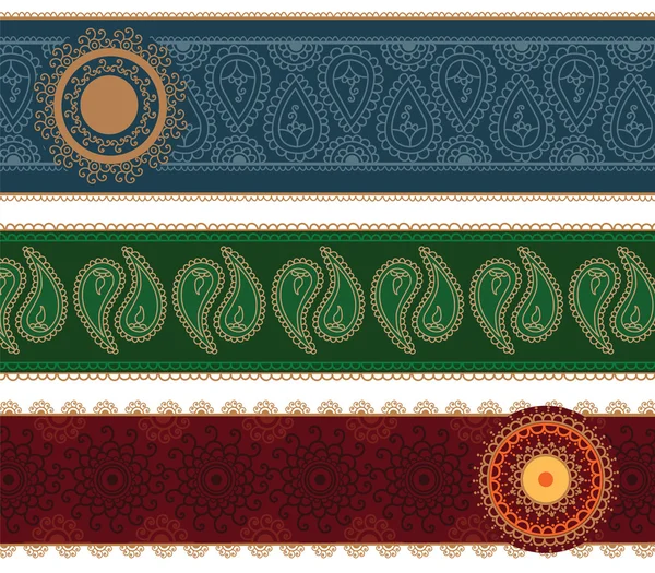 Bandiere colorate Henna Mandala — Vettoriale Stock