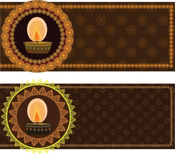 Banners coloridos de Henna Mandala — Archivo Imágenes Vectoriales