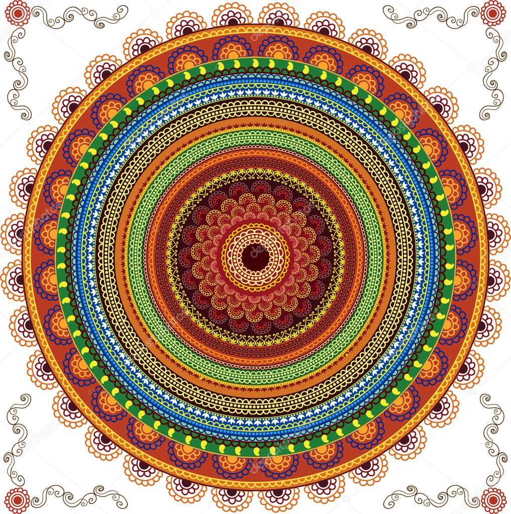 Colorful Henna mandala design