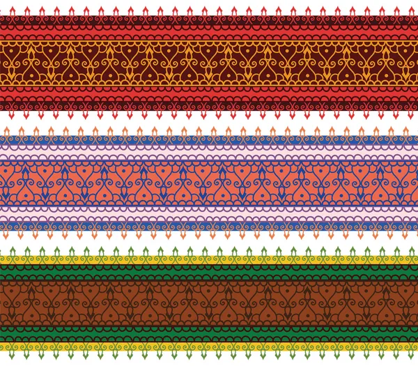 Bordas coloridas da tatuagem da hena — Vetor de Stock
