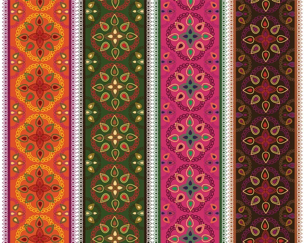 Diseño colorido de la frontera de Henna — Archivo Imágenes Vectoriales