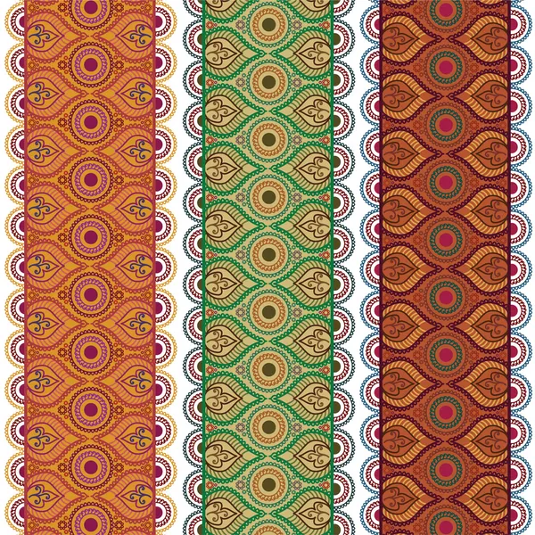 Diseño colorido de la frontera de Henna — Vector de stock