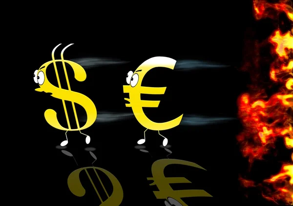Euro a dolar běží. — Stock fotografie