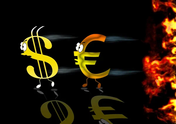 Euro a dolar. — Stock fotografie